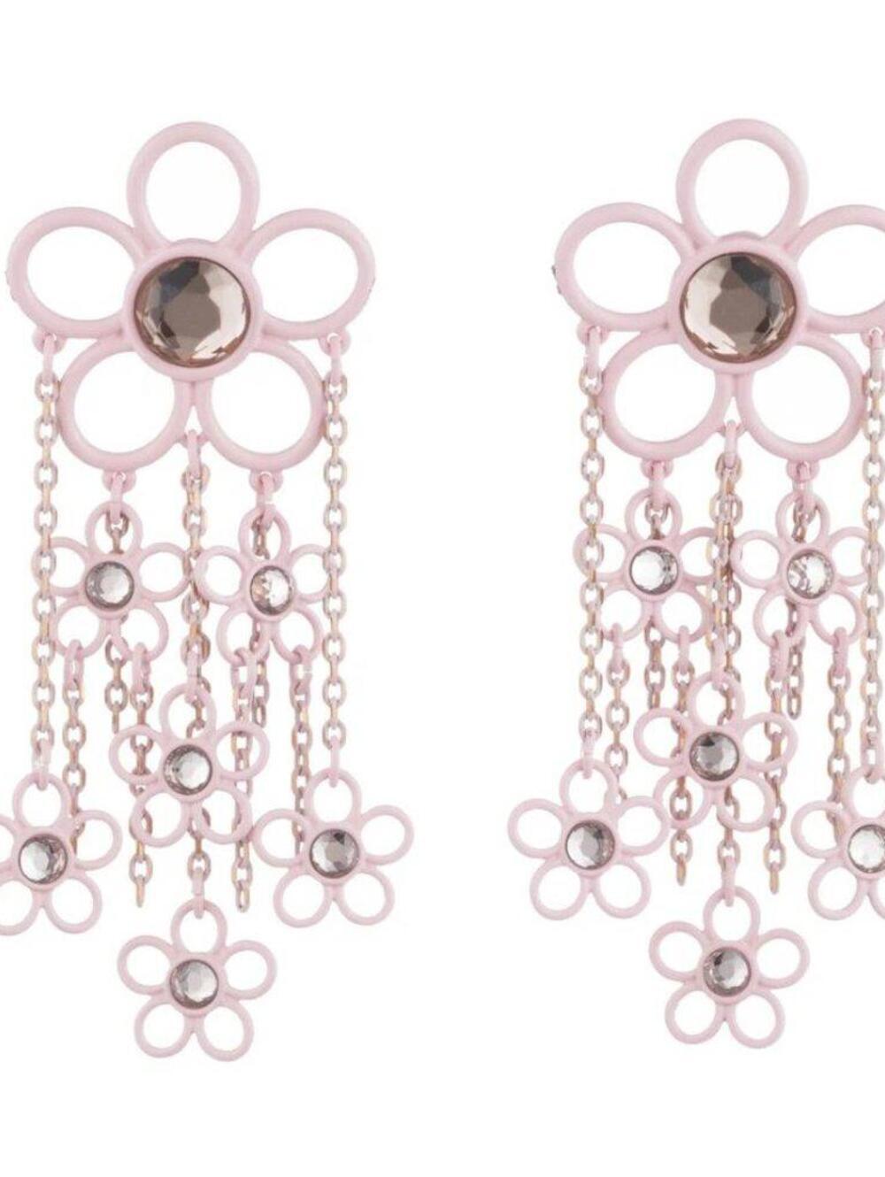 Dannijo Elyse Pink Flower Drop Earrings